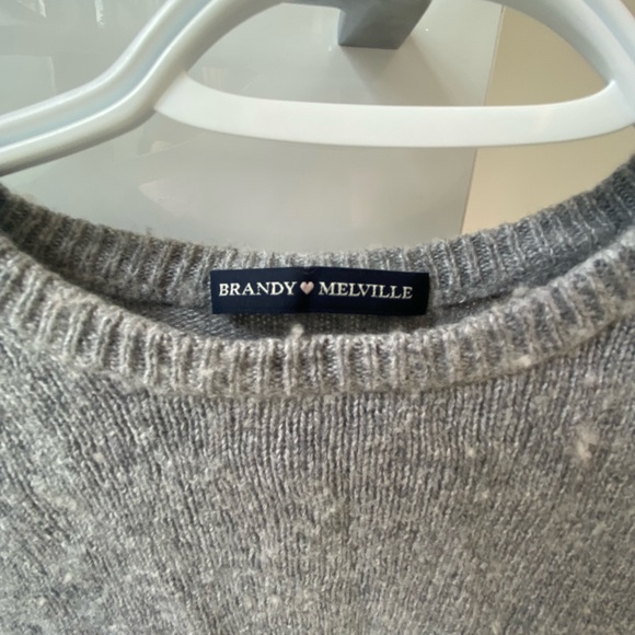 Brandy Melville Grey knit sweater with white&black stripe - Picture 2 of 3